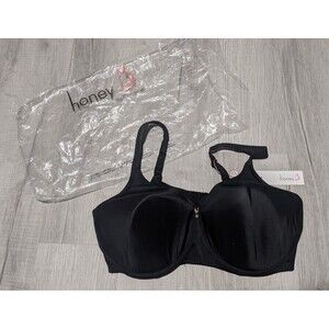 NWT New Honey B 46DD Black Underwire Lightly Lined YSF8429 Bra